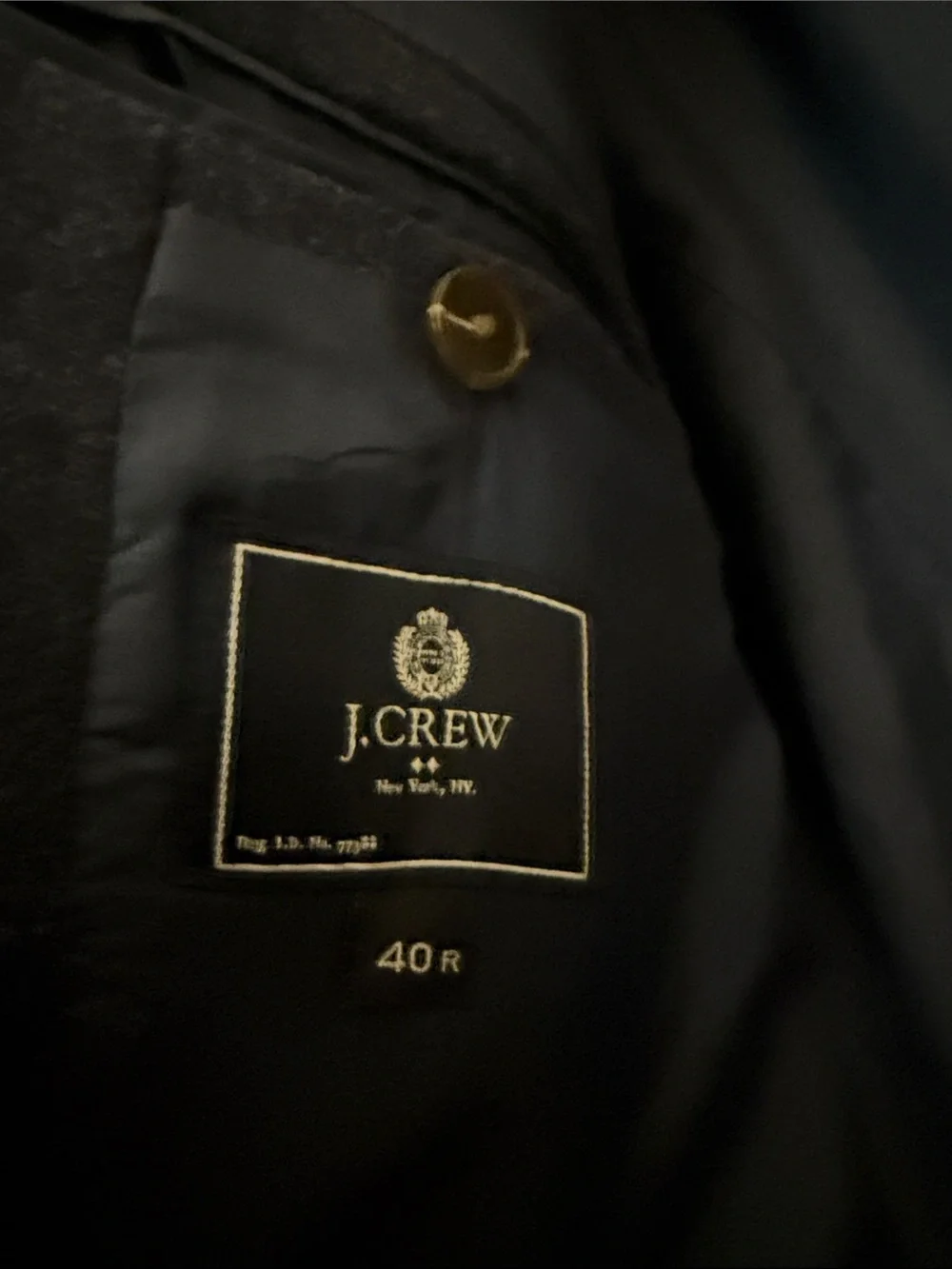 J Crew Tweed Blazer Mens 40R Blue Wool Blend Elbow Patch Two Button Sport Coat